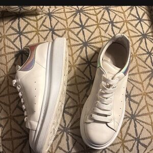 Alexander McQueen White Sneakers with Iridescent Detail